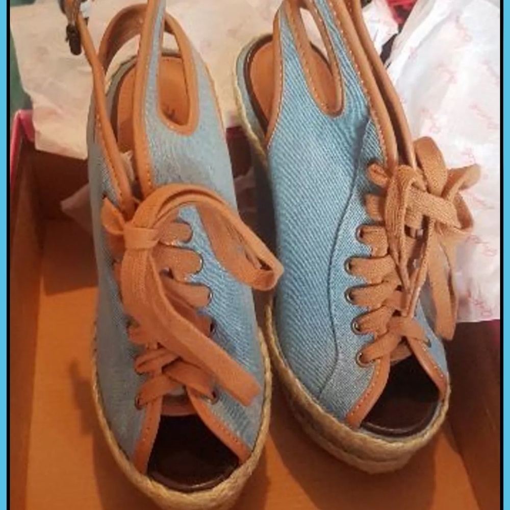 lace wedge sandals Size 6